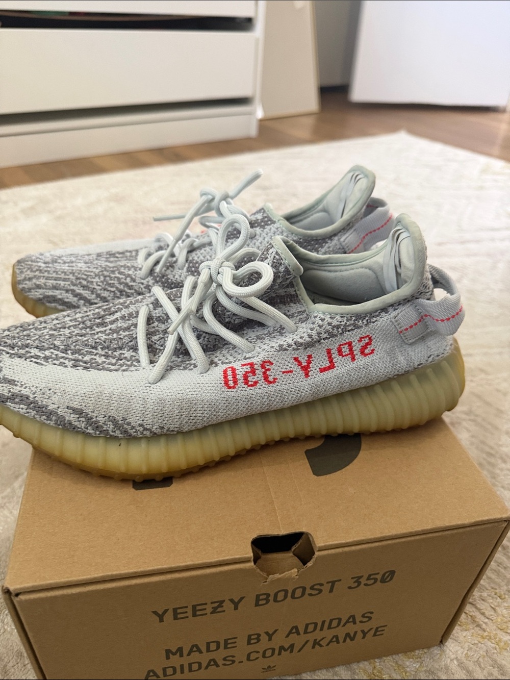 adidas Yeezy Boost 350 V2 Light Grey with Red Accent